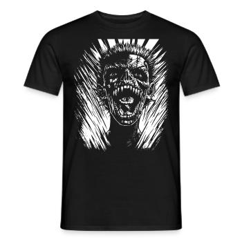 Crâne de fan d’horreur avec jeu de mots Mohawk Crazy Punkrocker - T-shirt homme - noir - Devant - AI Model Male 178 light (178cm)