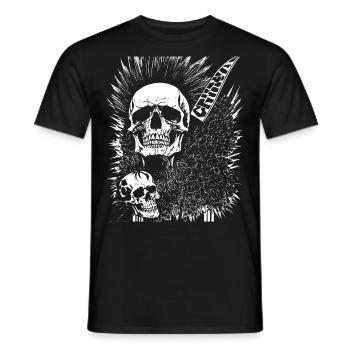 Horror Fan Totenkopf mit Irokesenschnitt Verrückter Punkrocker Wortspiel - Männer T-Shirt - Schwarz - Vorne - AI Model Male 178 light (178cm)