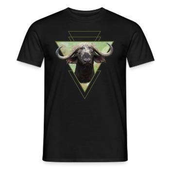 Buffalo - Cape buffalo - Wildlife in Africa - Men's T-Shirt - black - Front - AI Model Male 178 light (178cm)