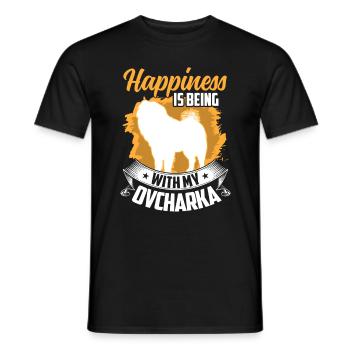 Ovcharka is lucky Caucasian Shepherd Dog - Men's T-Shirt - black - Front - AI Model Male 178 light (178cm)