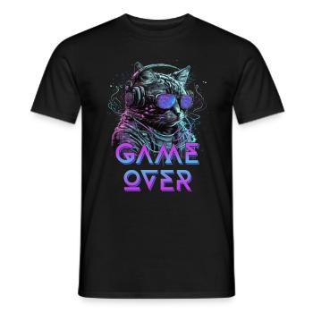 Vaporwave Cat Gameover Spacecat Scifi - T-shirt homme - noir - Devant - AI Model Male 178 light (178cm)