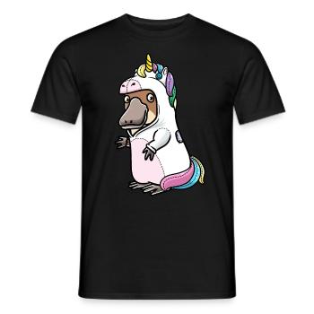 Platypus in unicorn costume Platypuses - Men's T-Shirt - black - Front - AI Model Male 178 light (178cm)
