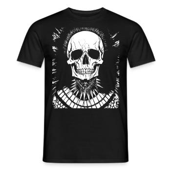 Horror Fan Totenkopf mit Irokesenschnitt Verrückter Punkrocker Wortspiel - Männer T-Shirt - Schwarz - Vorne - AI Model Male 178 light (178cm)