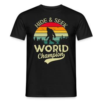 Hide and Seek Nature Boys Wanderer Funny - Men's T-Shirt - black - Front - AI Model Male 178 light (178cm)