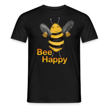 Bee Happy - Men's T-Shirt - black - Front - AI Model Male 178 light (178cm)