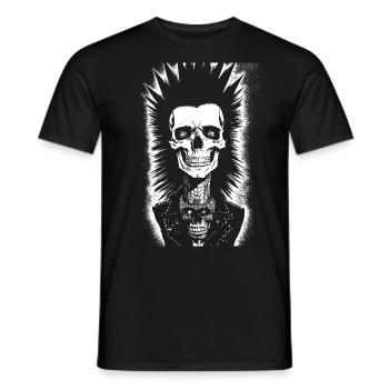 Crâne de fan de punkrock avec Mohawk Crazy Antisocial P - T-shirt homme - noir - Devant - AI Model Male 178 light (178cm)