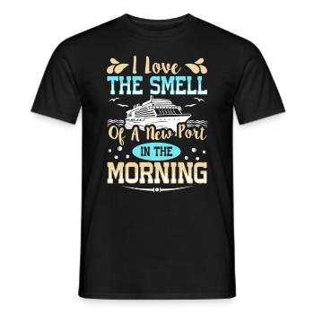 The Smell Of A New Port In The Morning Ship Cruise - Men's T-Shirt - black - Front - AI Model Male 178 light (178cm)