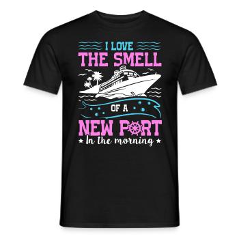 The Smell Of A New Port In The Morning Ship Cruise - Men's T-Shirt - black - Front - AI Model Male 178 light (178cm)