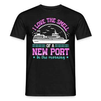 The Smell Of A New Port In The Morning Ship Cruise - Men's T-Shirt - black - Front - AI Model Male 178 light (178cm)