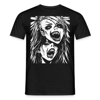 Punkrock Fan Skull mit Mohawk Crazy Antisocial P - Männer T-Shirt - Schwarz - Vorne - AI Model Male 178 light (178cm)