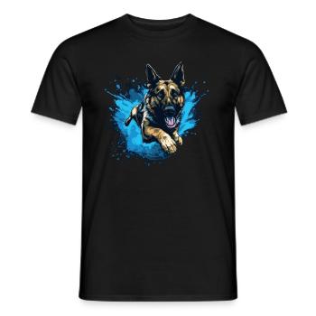 Berger allemand Dock-Plongée dans l’eau - T-shirt homme - noir - Devant - AI Model Male 178 light (178cm)