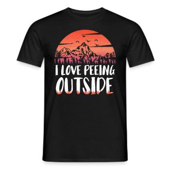I love peeing outside hikers funny mountains - Men's T-Shirt - black - Front - AI Model Male 178 light (178cm)