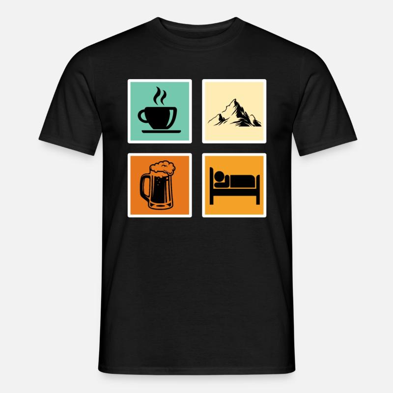 Bergfan Kaffeelover Bierfan Summit Wanderer - Männer T-Shirt - Schwarz
