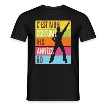 Années 60 Costume des 60s Disco Deguisement Tenue - T-shirt homme - noir - Devant - AI Model Male 178 light (178cm)