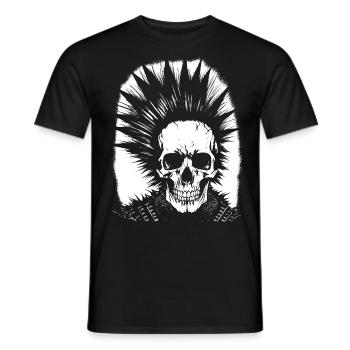 Crâne de fan d’horreur avec jeu de mots Mohawk Crazy Punkrocker - T-shirt homme - noir - Devant - AI Model Male 178 light (178cm)