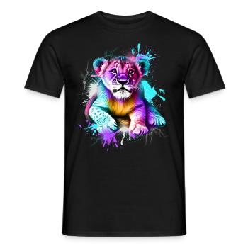 Lion coloré - T-shirt homme - noir - Devant - AI Model Male 178 light (178cm)