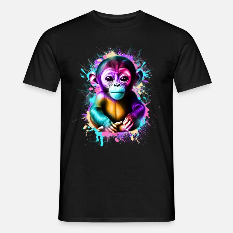 Affe Bunt - Männer T-Shirt - Schwarz