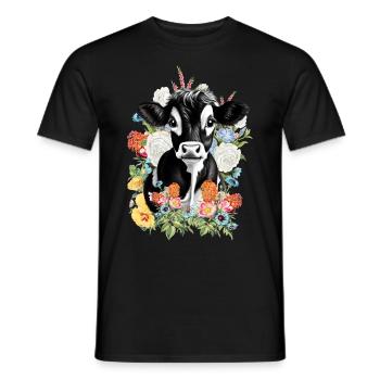 Kuh Blumen - Männer T-Shirt - Schwarz - Vorne - AI Model Male 178 light (178cm)