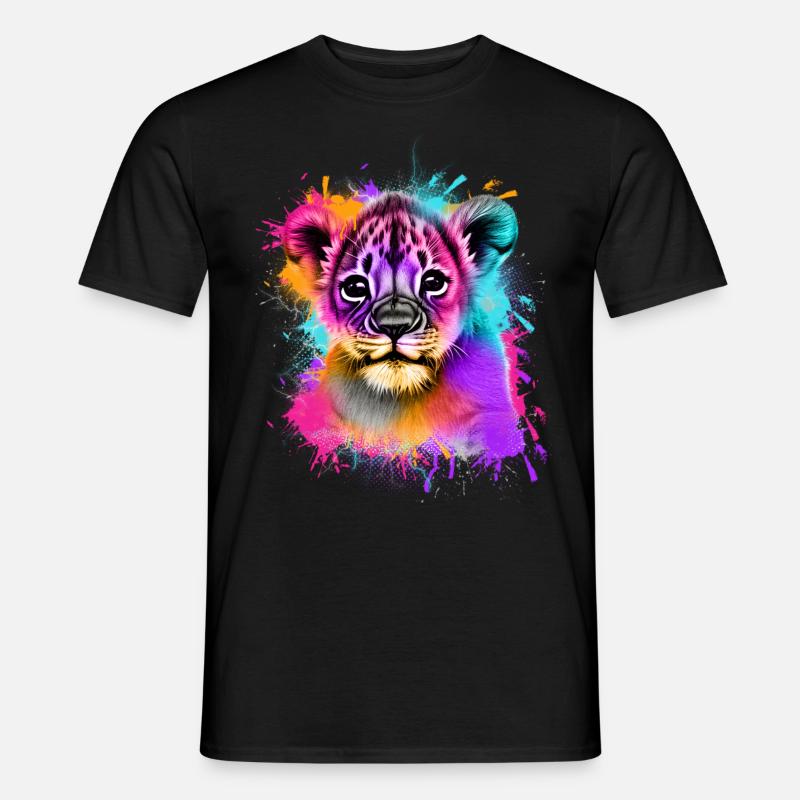 Löwe Bunt - Männer T-Shirt - Schwarz