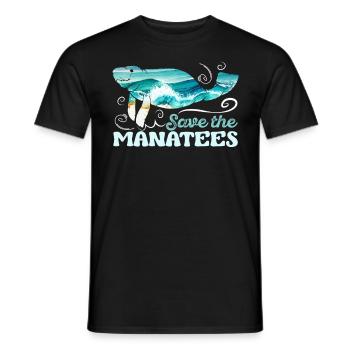 Save the Ocean Manatee Species Conservation Endangered Animals - Men's T-Shirt - black - Front - AI Model Male 178 light (178cm)