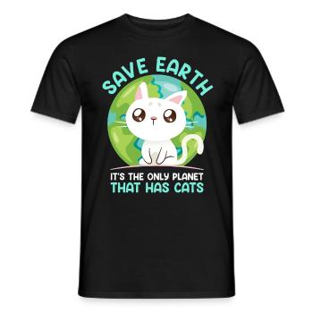 Save Earth Katzenliebhaber Artenschutz Umwelt - Männer T-Shirt - Schwarz - Vorne - AI Model Male 178 light (178cm)