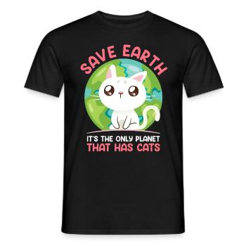 Save Earth Cat Lovers Conservation des espèces Environnement - T-shirt homme - noir - Devant - AI Model Male 178 light (178cm)