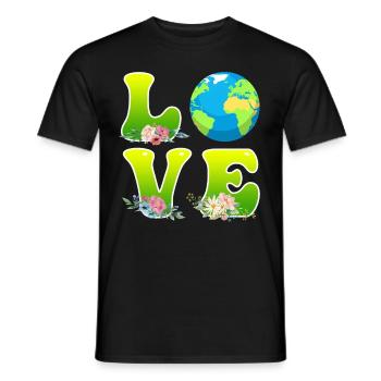 Save the Earth LOVE Mission Earth Environmental Protection - Men's T-Shirt - black - Front - AI Model Male 178 light (178cm)