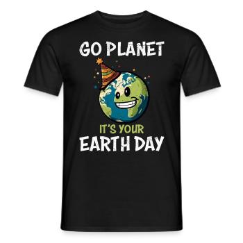 Go Planet It's Your Earth Day - Men's T-Shirt - black - Front - AI Model Male 178 light (178cm)