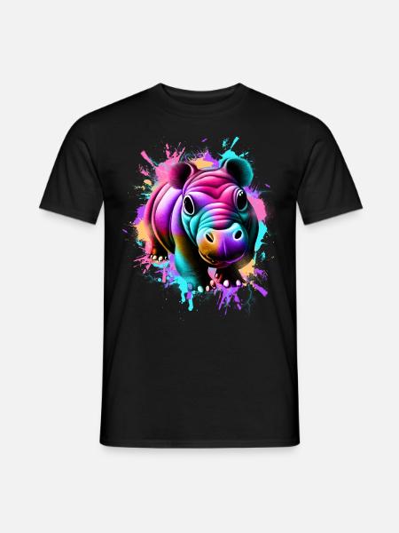 Nilpferd Bunt - Männer T-Shirt - Schwarz