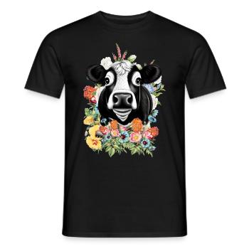 Kuh Blumen - Männer T-Shirt - Schwarz - Vorne - AI Model Male 178 light (178cm)