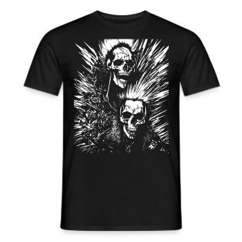 Horror Fan Totenkopf mit Irokesenschnitt Verrückter Punkrocker Wortspiel - Männer T-Shirt - Schwarz - Vorne - AI Model Male 178 light (178cm)