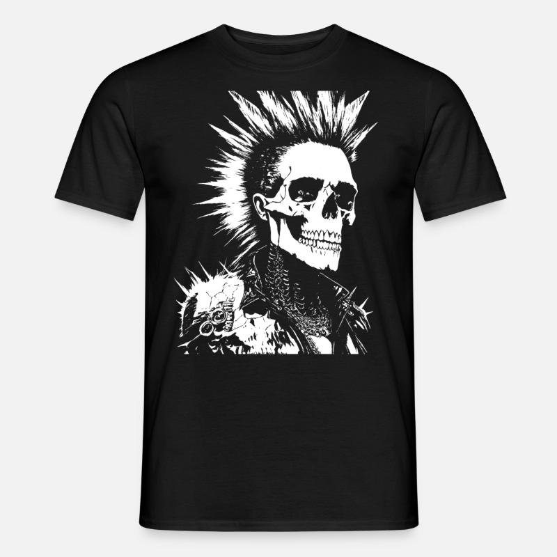 Anarchy Fan Skull mit Mohawk Crazy Antisocial Pu - Männer T-Shirt - Schwarz