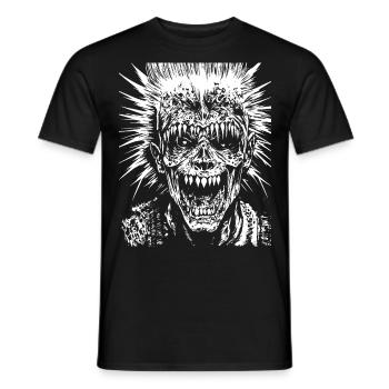 Horror Fan Totenkopf mit Irokesenschnitt Verrückter Punkrocker Wortspiel - Männer T-Shirt - Schwarz - Vorne - AI Model Male 178 light (178cm)