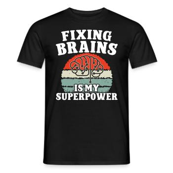 Brain Surgeon Fixing Brains Superpower Surgery - Men's T-Shirt - black - Front - AI Model Male 178 light (178cm)