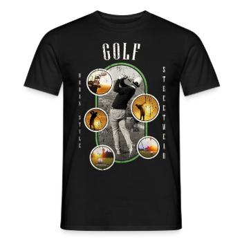 Golf Golfen Golfspieler Sport Hobby Club Vintage - Männer T-Shirt - Schwarz - Vorne - AI Model Male 178 light (178cm)