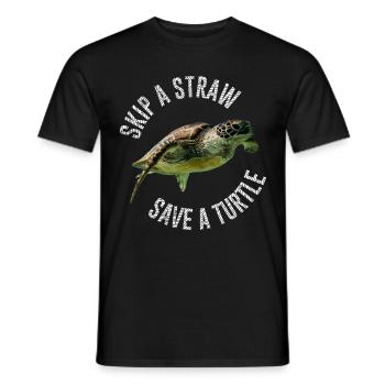Skip A Straw Save A Turtle Environment Turtle - T-shirt homme - noir - Devant - AI Model Male 178 light (178cm)