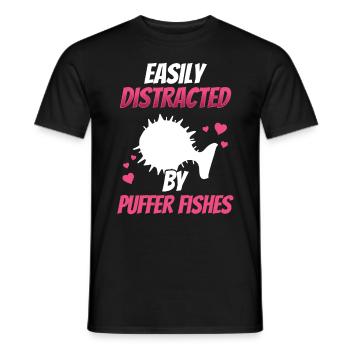 Distrait par le poisson-globe Poisson-globe géant - T-shirt homme - noir - Devant - AI Model Male 178 light (178cm)