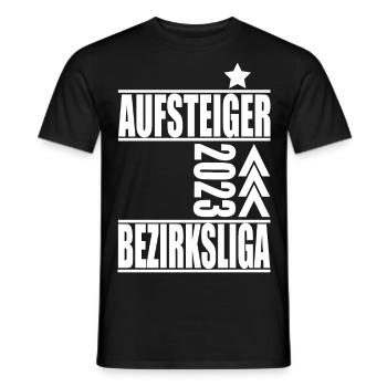 Aufsteiger Bezirksliga 2023 Aufstiegstrikot - Männer T-Shirt - Schwarz - Vorne - AI Model Male 178 light (178cm)