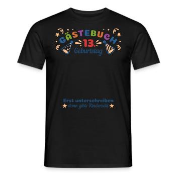 Gästebuch 13 Geburtstag Kindersekt - Männer T-Shirt - Schwarz - Vorne - AI Model Male 178 light (178cm)