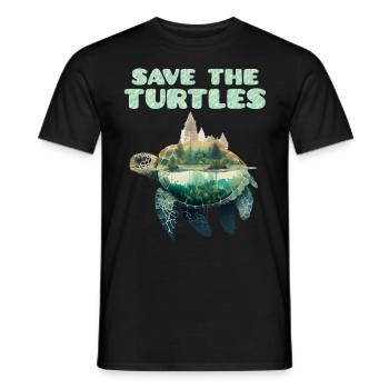 Save the turtles, species conservation, nature conservation - Men's T-Shirt - black - Front - AI Model Male 178 light (178cm)