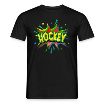 Hockey Joueur de hockey sur gazon Sports Pop Art Dessin animé - T-shirt homme - noir - Devant - AI Model Male 178 light (178cm)