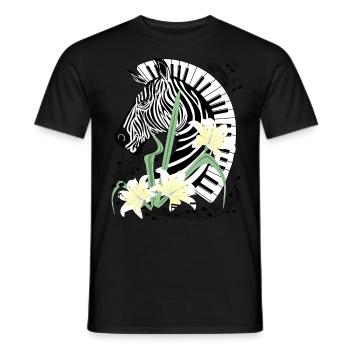 Klavier Zebra Piano Lilien Musik Keyboard Flügel - Männer T-Shirt - Schwarz - Vorne - AI Model Male 178 light (178cm)