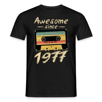 1977 Birthday 1977 Born Birthday Present - Men's T-Shirt - black - Front - AI Model Male 178 light (178cm)
