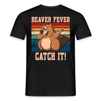 Beaver Fever Catch It! - Men's T-Shirt - black - Front - AI Model Male 178 light (178cm)