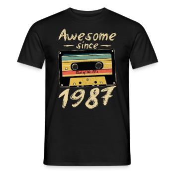 1987 Geburtstag 1987 Geboren Geburtstagsgeschenk - Männer T-Shirt - Schwarz - Vorne - AI Model Male 178 light (178cm)
