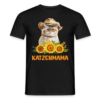 Katzenmama Blumen Katzenliebhaber Katzenfans - Männer T-Shirt - Schwarz - Vorne - AI Model Male 178 light (178cm)