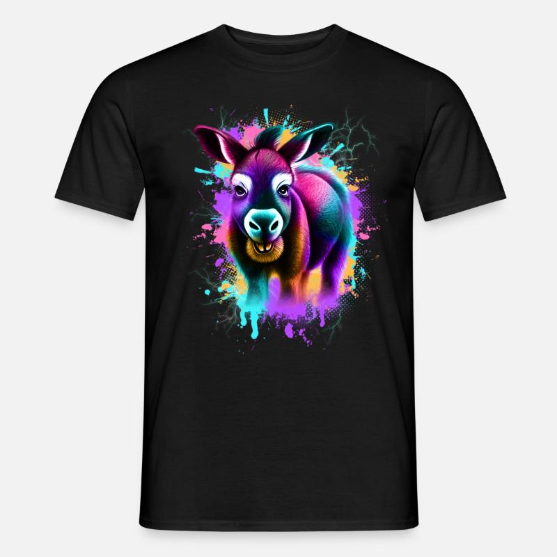 Esel Bunt - Männer T-Shirt - Schwarz