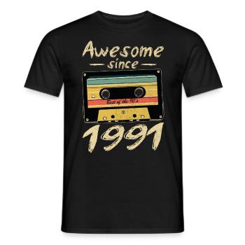 1991 Anniversaire 1991 Né Cadeau d’anniversaire - T-shirt homme - noir - Devant - AI Model Male 178 light (178cm)