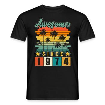 1974 Anniversaire Naissance Année de naissance Millésime - T-shirt homme - noir - Devant - AI Model Male 178 light (178cm)