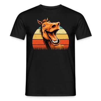 Lachendes Pferd Lustig Witzig Humor Verrückt Ugly - Männer T-Shirt - Schwarz - Vorne - AI Model Male 178 light (178cm)